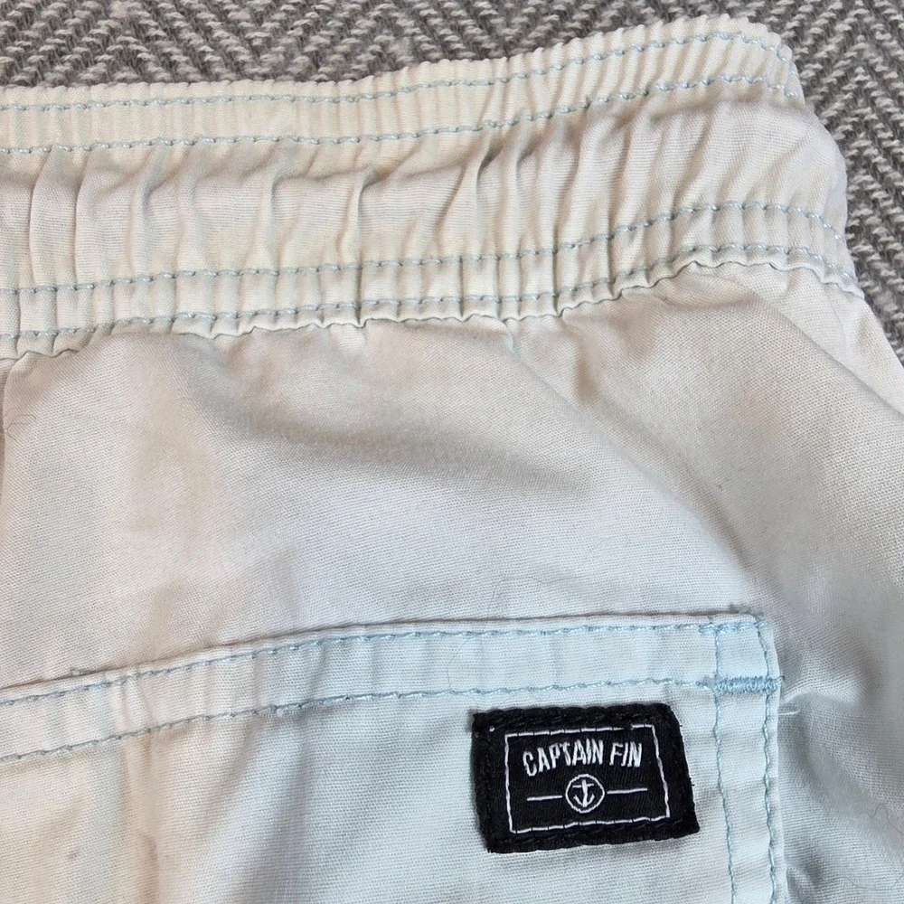 Captain Fin Mens XL Board Shorts Light Blue Mesh Lined Swim Trunks Nautical